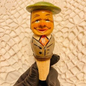 Vintage Hand Carved Italian Wine Stopper